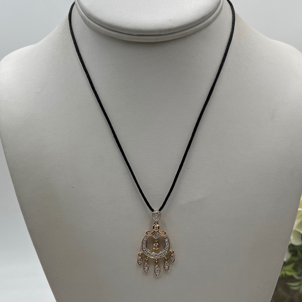 Ross Simons Vintage Sterling Vermeil Dangling diamond Chord Pendant Necklace